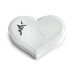 Grabstein Coeur/Omega Marmor Kreuz/Rose (Alu)