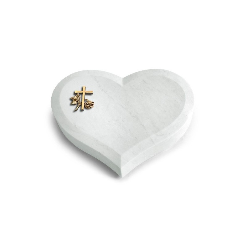 Grabstein Coeur/Omega Marmor Kreuz 1 (Bronze)