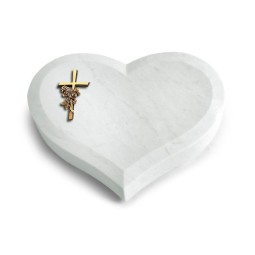 Grabstein Coeur/Omega Marmor Kreuz/Rose (Bronze)