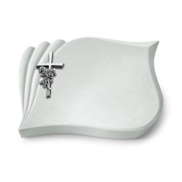 Grabstein Eterna/Omega Marmor Kreuz/Rose (Alu)