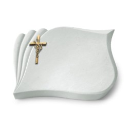 Grabstein Eterna/Omega Marmor Kreuz/Ähren (Bronze)