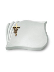 Grabstein Eterna/Omega Marmor Kreuz/Rose (Bronze)