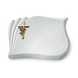 Grabstein Eterna/Omega Marmor Kreuz/Rose (Bronze)