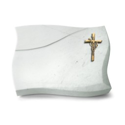 Grabstein Firenze/Omega Marmor Kreuz/Ähren (Bronze)