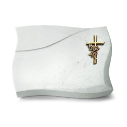 Grabstein Firenze/Omega Marmor Kreuz/Rose (Bronze)