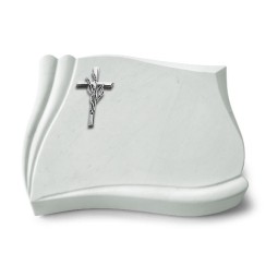 Grabstein Memory/Omega Marmor Kreuz/Ähren (Alu)