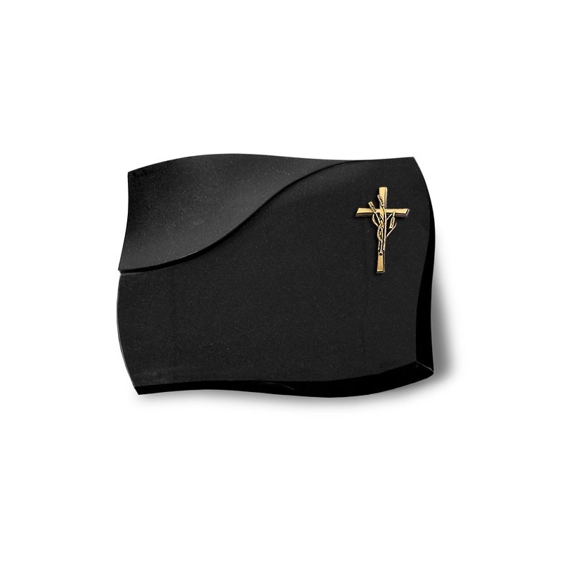 Grabstein Firenze/Indisch Black Kreuz/Ähren (Bronze) 50x40