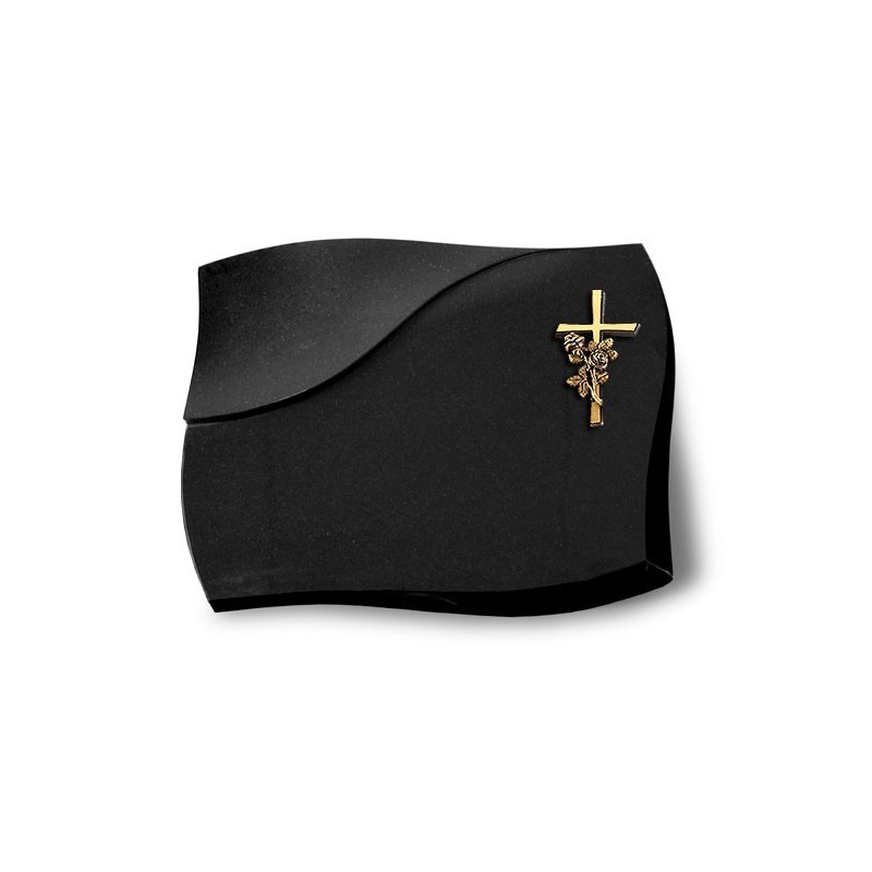 Grabstein Firenze/Indisch Black Kreuz/Rose (Bronze) 50x40