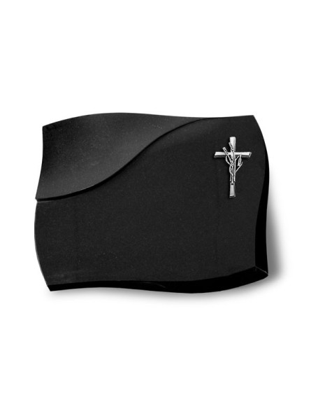 Grabstein Firenze/Indisch Black Kreuz/Ähren (Alu) 50x40