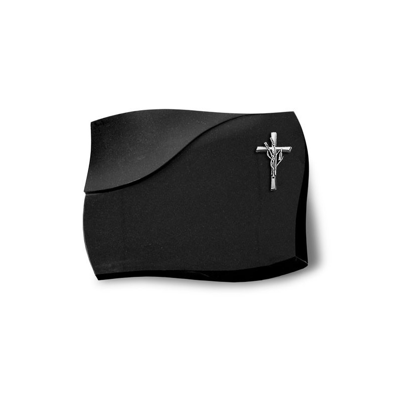 Grabstein Firenze/Indisch Black Kreuz/Ähren (Alu) 50x40
