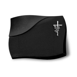 Grabstein Firenze/Indisch Black Kreuz/Rose (Alu) 50x40