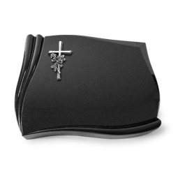 Grabstein Memory/Indisch Black Kreuz/Rose (Alu) 50x40