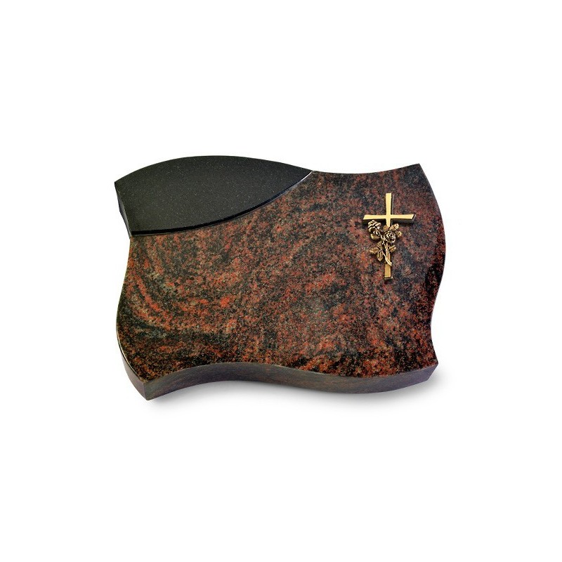 Grabstein Firenze/Aruba-Black Kreuz/Rose (Bronze)