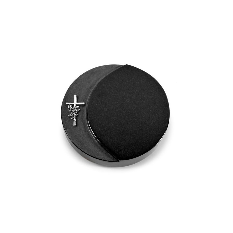 Grabstein Lua/Indisch Black Kreuz/Rose (Alu)