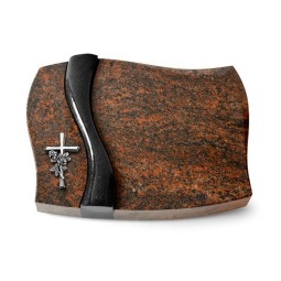 Grabstein Samba/Aruba-Black Kreuz/Rose (Alu)