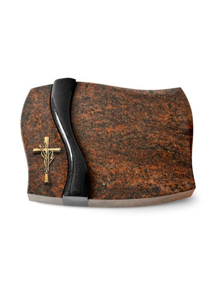 Grabstein Samba/Aruba-Black Kreuz/Ähren (Bronze)