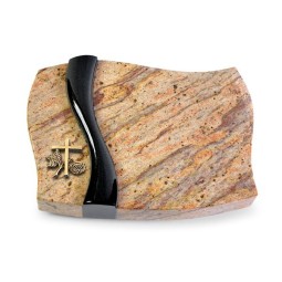 Grabstein Samba/Kashmir-Black Kreuz 1 (Bronze)