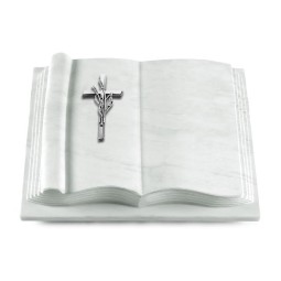 Grabbuch Antique/Omega Marmor Kreuz/Ähren (Alu)