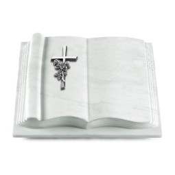 Grabbuch Antique/Omega Marmor Kreuz/Rose (Alu)