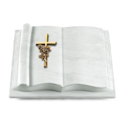 Grabbuch Antique/Omega Marmor Kreuz/Rose (Bronze)