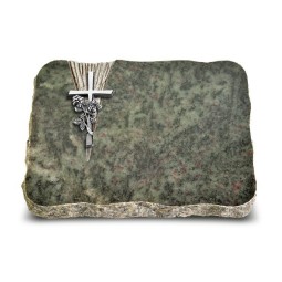 Grabplatte Tropical Green Delta Kreuz/Rosen (Alu)