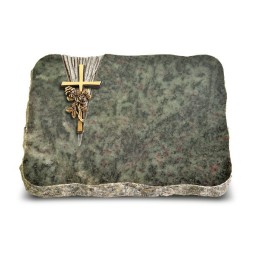 Grabplatte Tropical Green Delta Kreuz/Rose (Bronze)