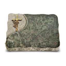 Grabplatte Tropical Green Folio Kreuz/Rose (Bronze)