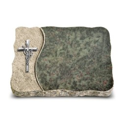 Grabplatte Tropical Green Wave Kreuz/Ähren (Alu)