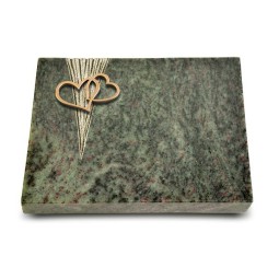 Grabtafel Tropical Green Delta Herzen (Bronze)