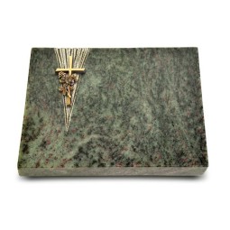 Grabtafel Tropical Green Delta Kreuz/Rose (Bronze)