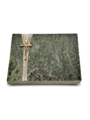 Grabtafel Tropical Green Strikt Kreuz/Ähren (Bronze)