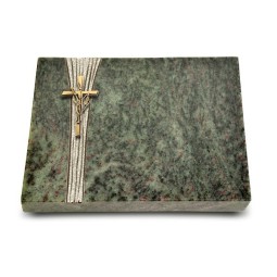 Grabtafel Tropical Green Strikt Kreuz/Ähren (Bronze)