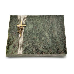 Grabtafel Tropical Green Strikt Kreuz/Rose (Bronze)
