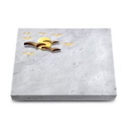 Grabtafel Omega Marmor Vogelschwarm