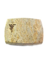 Grabstein Roma/New-Kashmir Kreuz/Rose (Bronze)