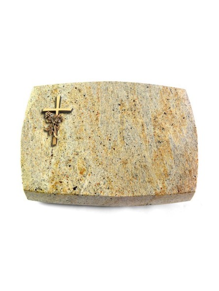 Grabstein Roma/New-Kashmir Kreuz/Rose (Bronze)
