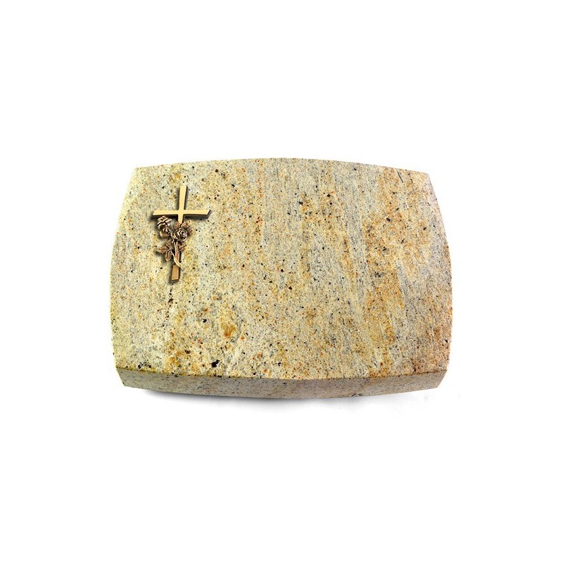 Grabstein Roma/New-Kashmir Kreuz/Rose (Bronze)