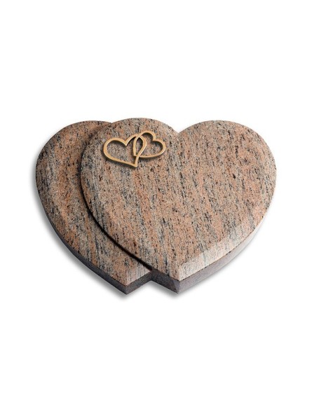 Grabstein Amoureux/Raw-Silk Herzen (Bronze)