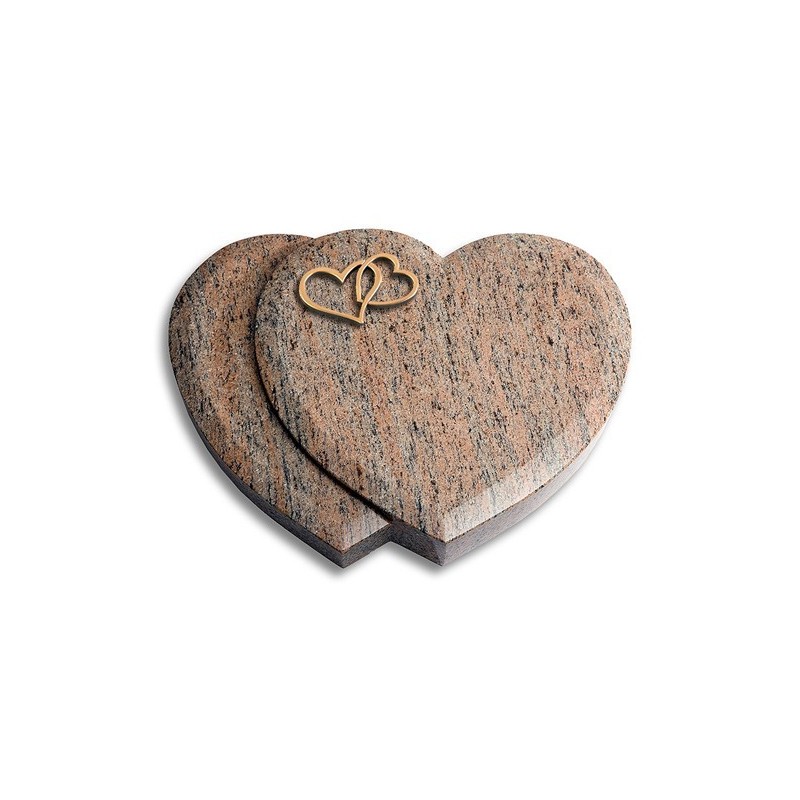 Grabstein Amoureux/Raw-Silk Herzen (Bronze)