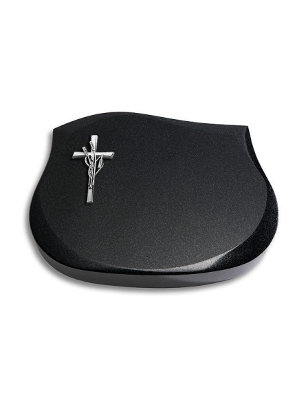 Grabstein Cassiopeia/Indisch-Black Kreuz/Ähren (Alu)
