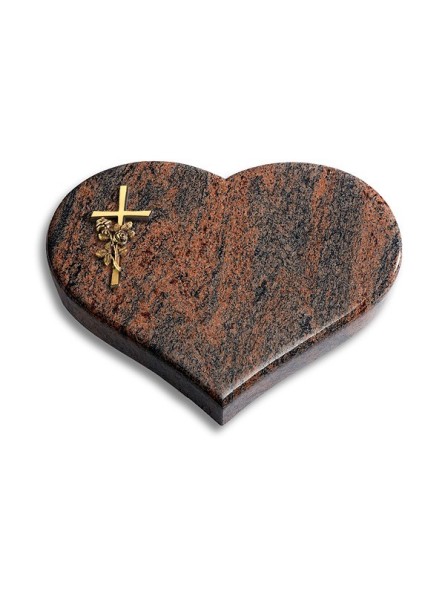 Grabstein Coeur/Twilight-Red Kreuz/Rose (Bronze)