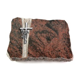 Grabplatte Aruba Strikt Kreuz/Rose (Alu)