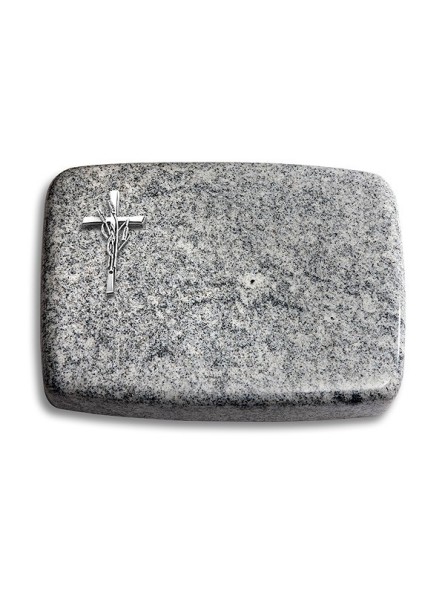 Grabstein Linea/Viskont-White Kreuz/Ähren (Alu)