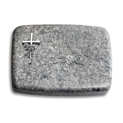 Grabstein Linea/Viskont-White Kreuz/Rose (Alu)