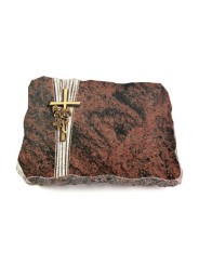 Grabplatte Aruba Strikt Kreuz/Rose (Bronze)