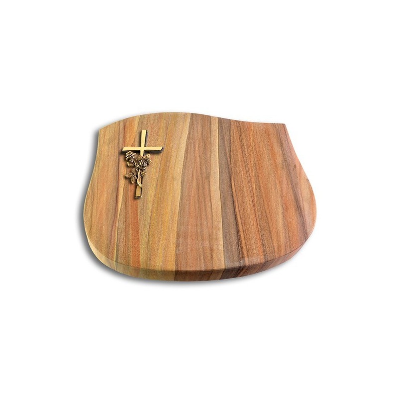 Grabstein Cassiopeia/Rainbow Kreuz/Rose (Bronze)