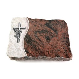 Grabplatte Aruba Wave Kreuz/Rose (Alu)