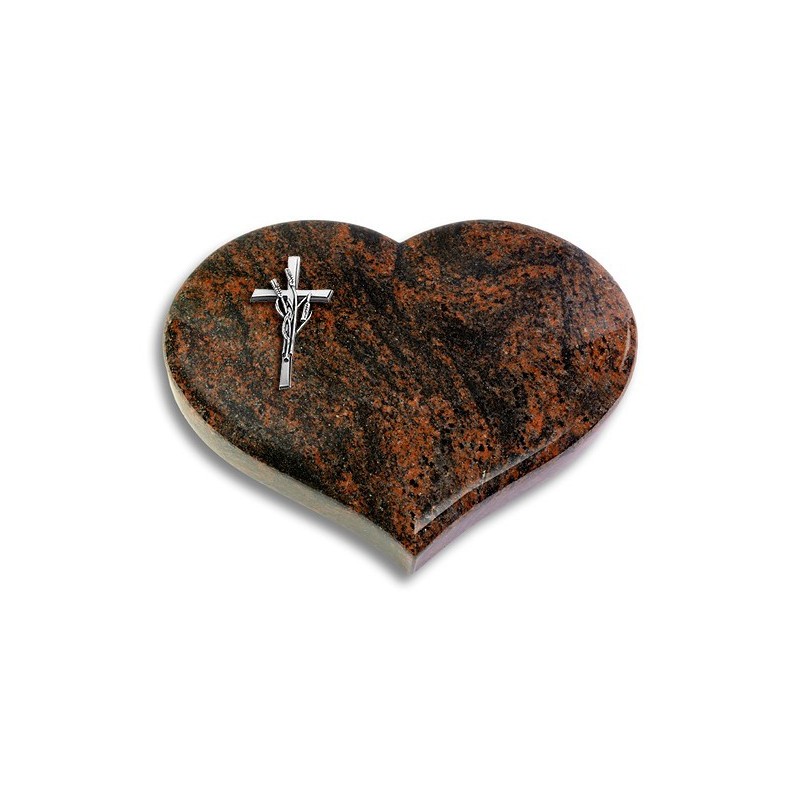 Grabstein Coeur/Aruba Kreuz/Ähren (Alu)