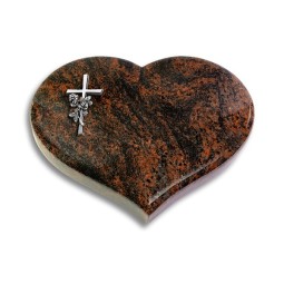 Grabstein Coeur/Aruba Kreuz/Rose (Alu)