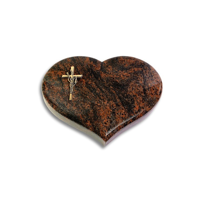 Grabstein Coeur/Aruba Kreuz/Ähren (Bronze)